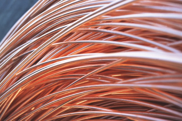 A close-up of a copper coil from Aurubis.